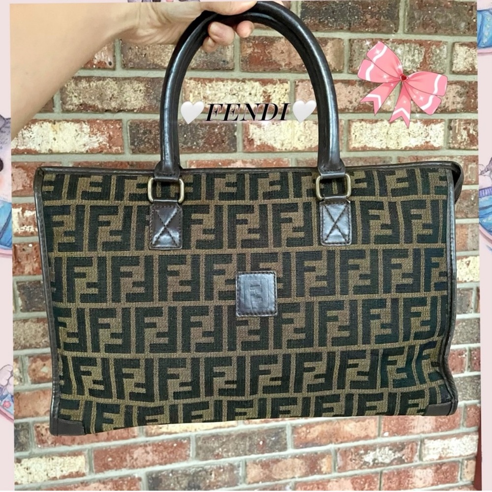 💎Auth🦢RARE🦢💎FENDI ZUCCA Zucchino FF Monogram Crossbody Tote Shoulder Bag🦋✨